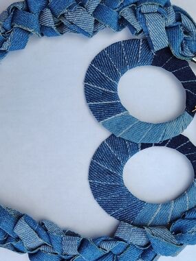 Blue Denim Hoop Earrings - Women Jewelry Earrings